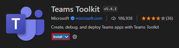 Screenshot show the Teams Toolkit.